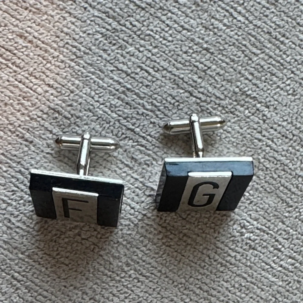 Vintage Black and Silver Initial Cufflinks